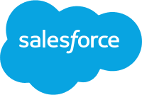 A blue cloud with the word salesforce written in it.